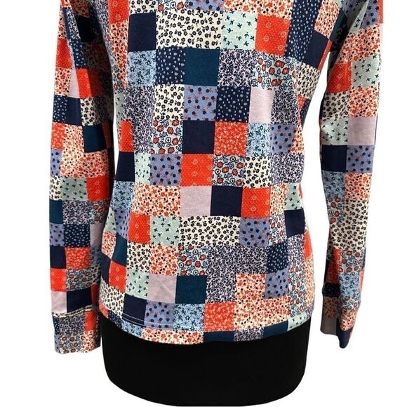 LAND’S End Vintage Patchwork Floral Mock Turtleneck Sz S - Picture 8 of 11